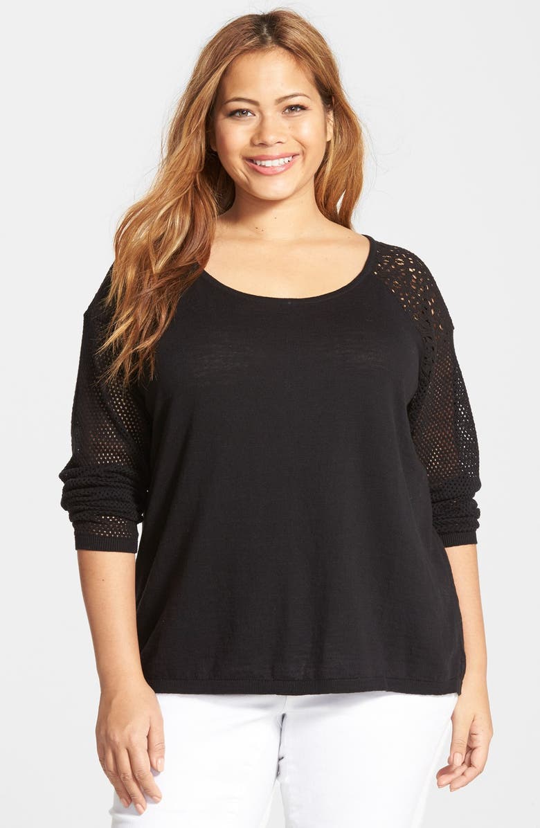 DKNY Jeans Sweater with Mesh & Lace (Plus Size) | Nordstrom