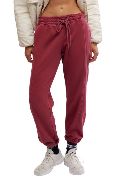 Shop Free People Sprint To The Finish Seamed Sweatpants In Sour Cherry