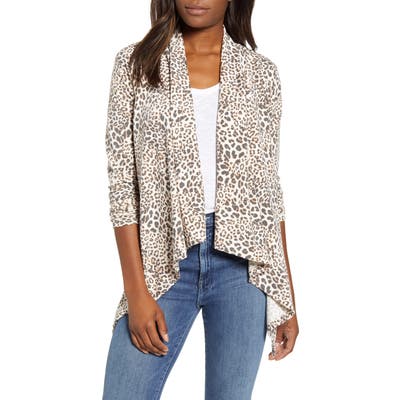 Bobeau Waterfall Cardigan, Beige