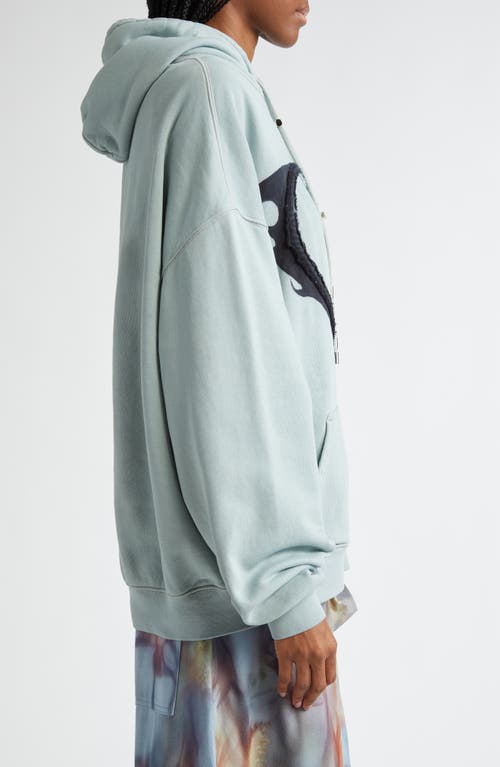 Shop Collina Strada Heart Drawstring Cotton Hoodie In Thunder Blue