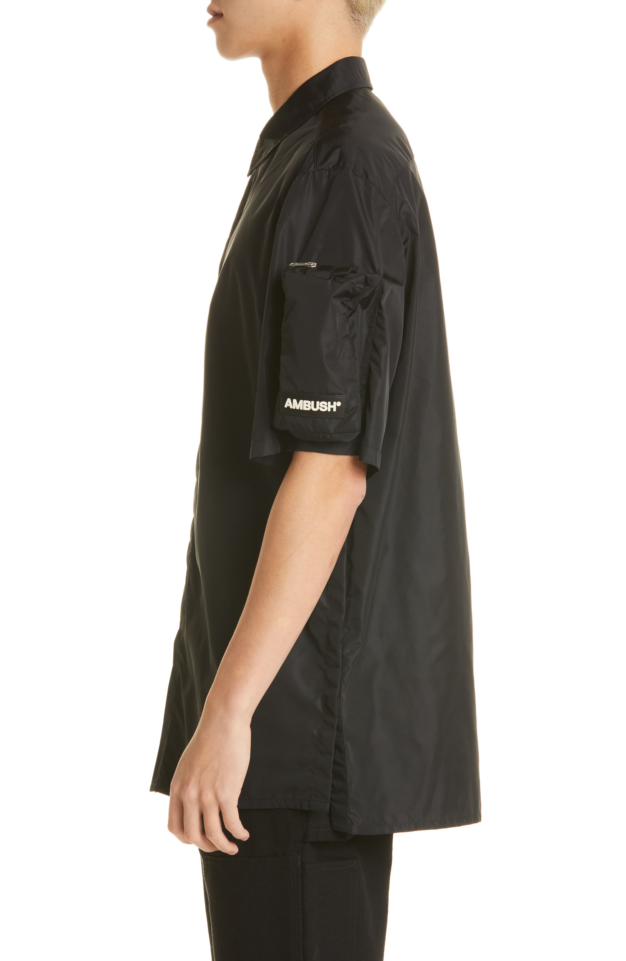 nylon button up shirt