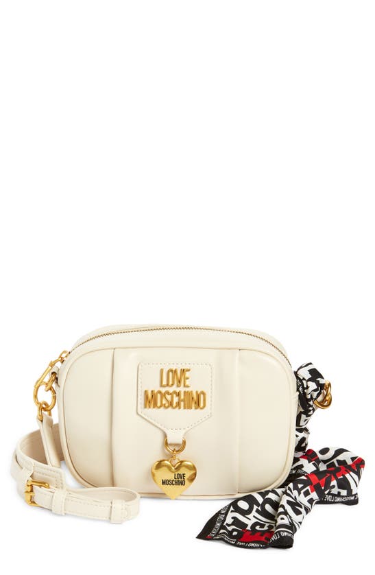 Shop Love Moschino Borsa Nero Faux Leather Crossbody Bag In Ivory