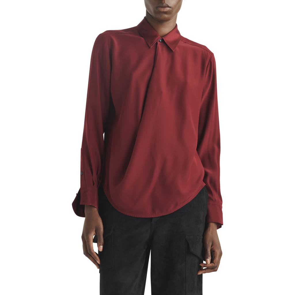 Rag & Bone Phillipa Draped Long-sleeve Blouse In Wine