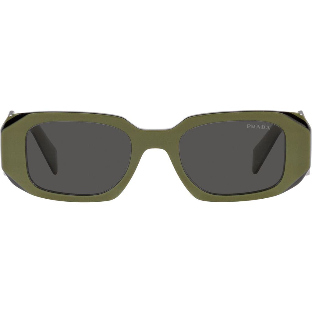 Prada Runway 49mm Rectangular Sunglasses in Green 
