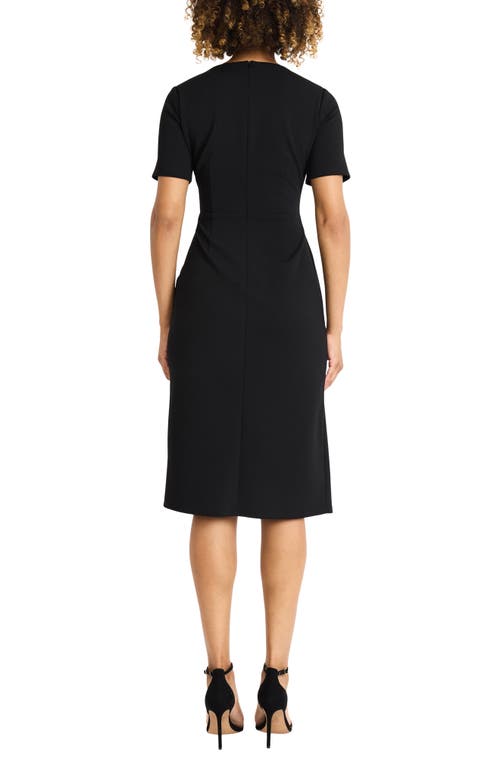 Shop Maggy London Pleated Waist Sheath Dress In Black