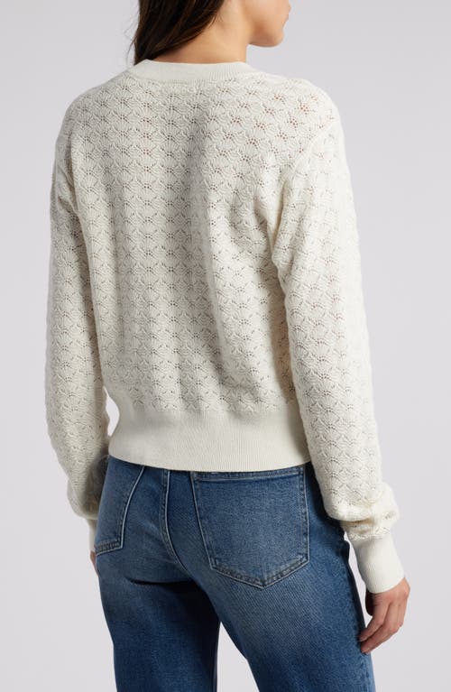 Shop Treasure & Bond Pointelle Crewneck Sweater In Ivory Egret