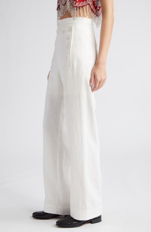 Shop Bode Linen Sailor Trousers In White