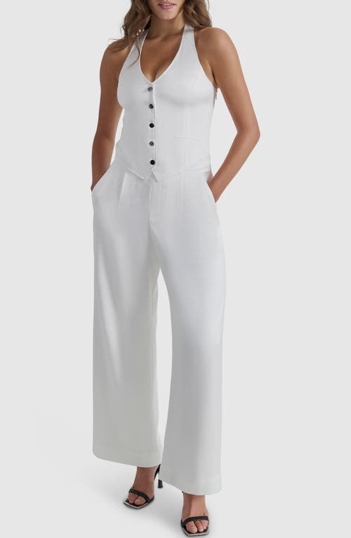 Dkny Halter Tuxedo Jumpsuit In Ivory