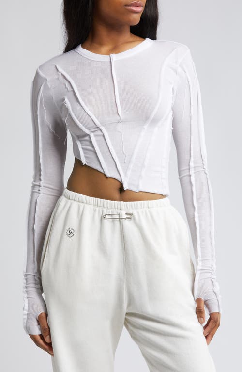 SAMI MIRO VINTAGE Asymmetric Long Sleeve Rib Top in White at Nordstrom, Size X-Small