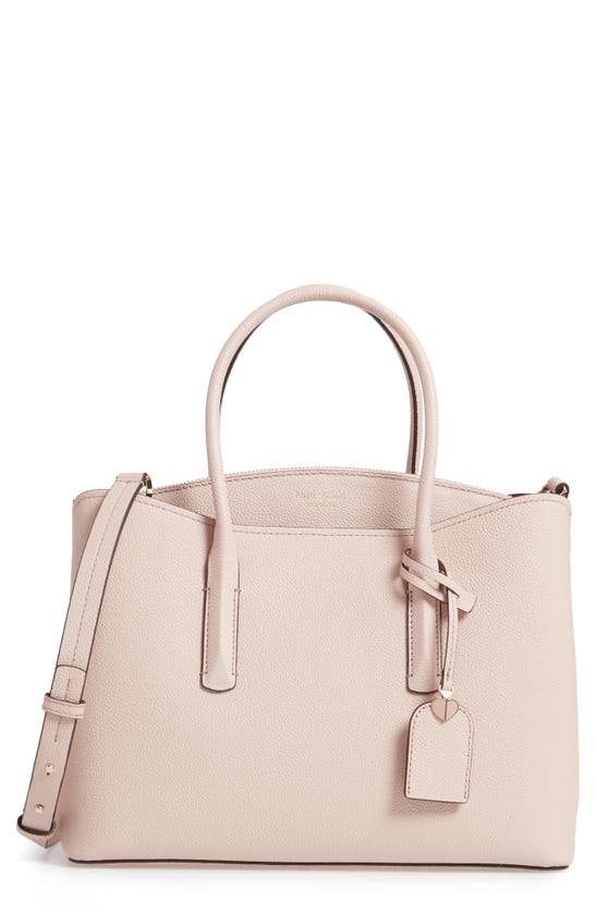 Kate Spade Large Margaux Leather Satchel In Pale Vellum