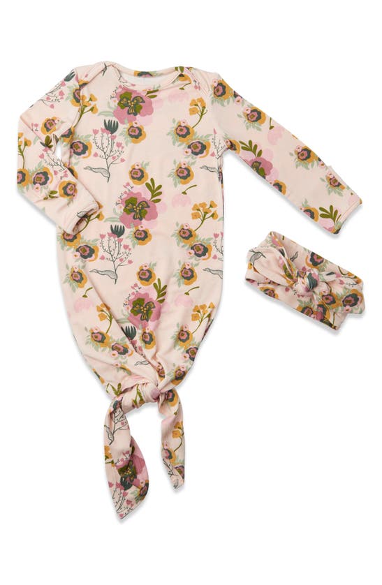 Baby Grey By Everly Grey Babies' Gown & Head Wrap In Pink