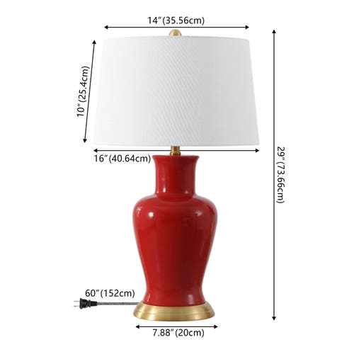 Jonathan Y Julian Traditional Classic Ceramic Urn Led Table Lamp In Red