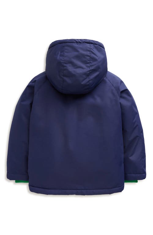 Shop Mini Boden Kids' Solid Zip-up Hooded Puffer Jacket In College Navy