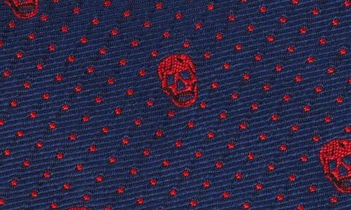 Alexander Mcqueen Skull Silk Tie In Black/lust Red