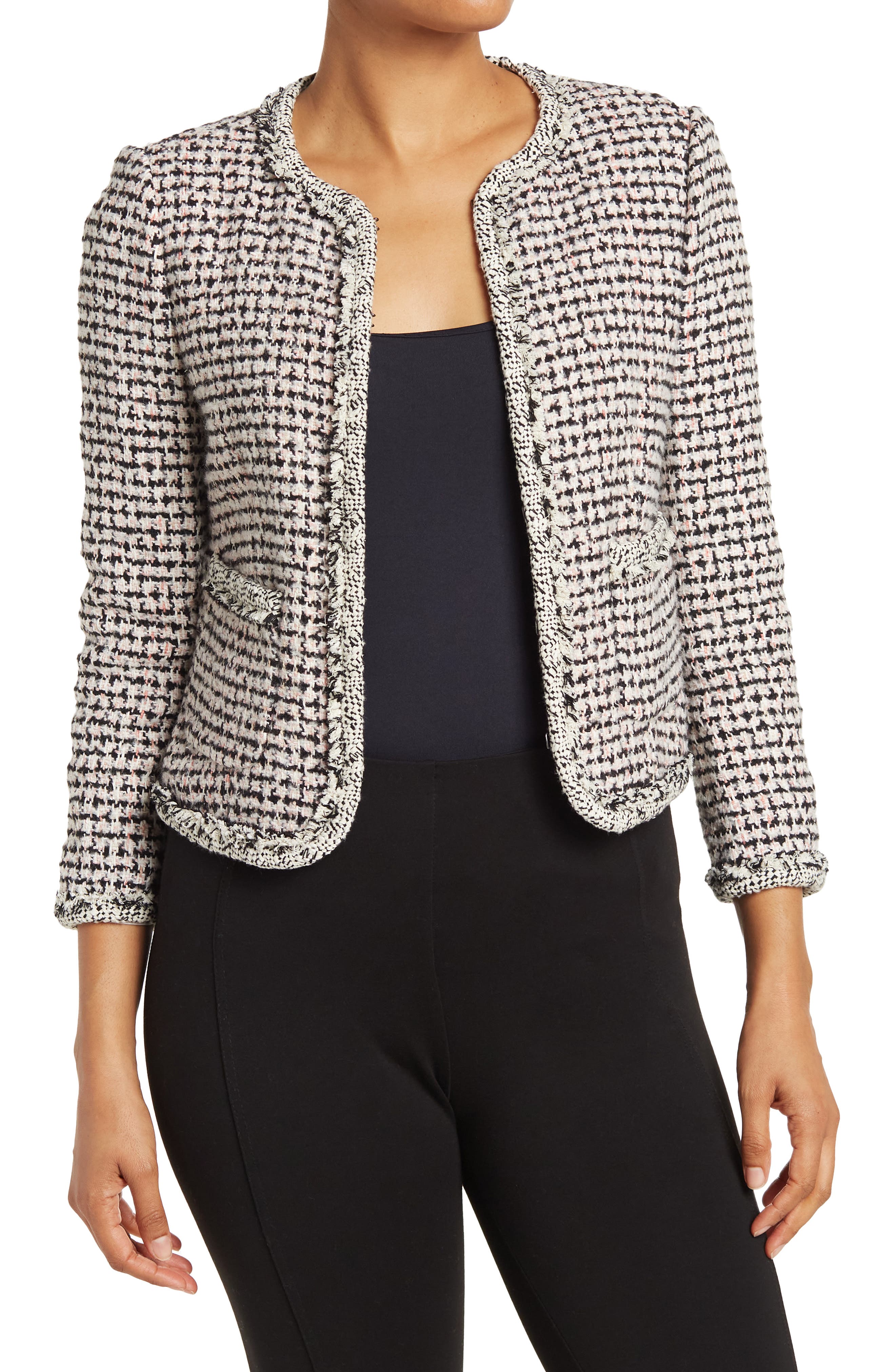 houndstooth tweed blazer