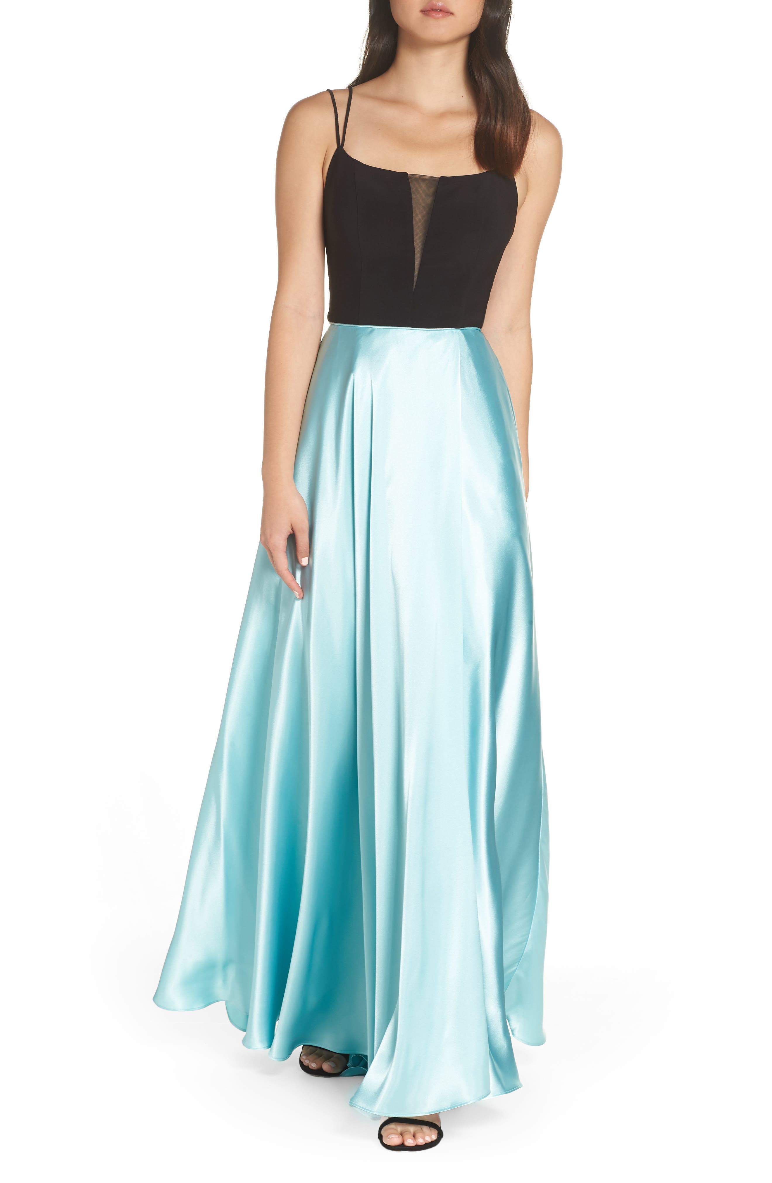 Blondie Nites Satin Evening Gown, Green