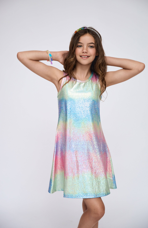 Shop Lola + The Boys Metallic Ombre Tank Dress In Multicolor