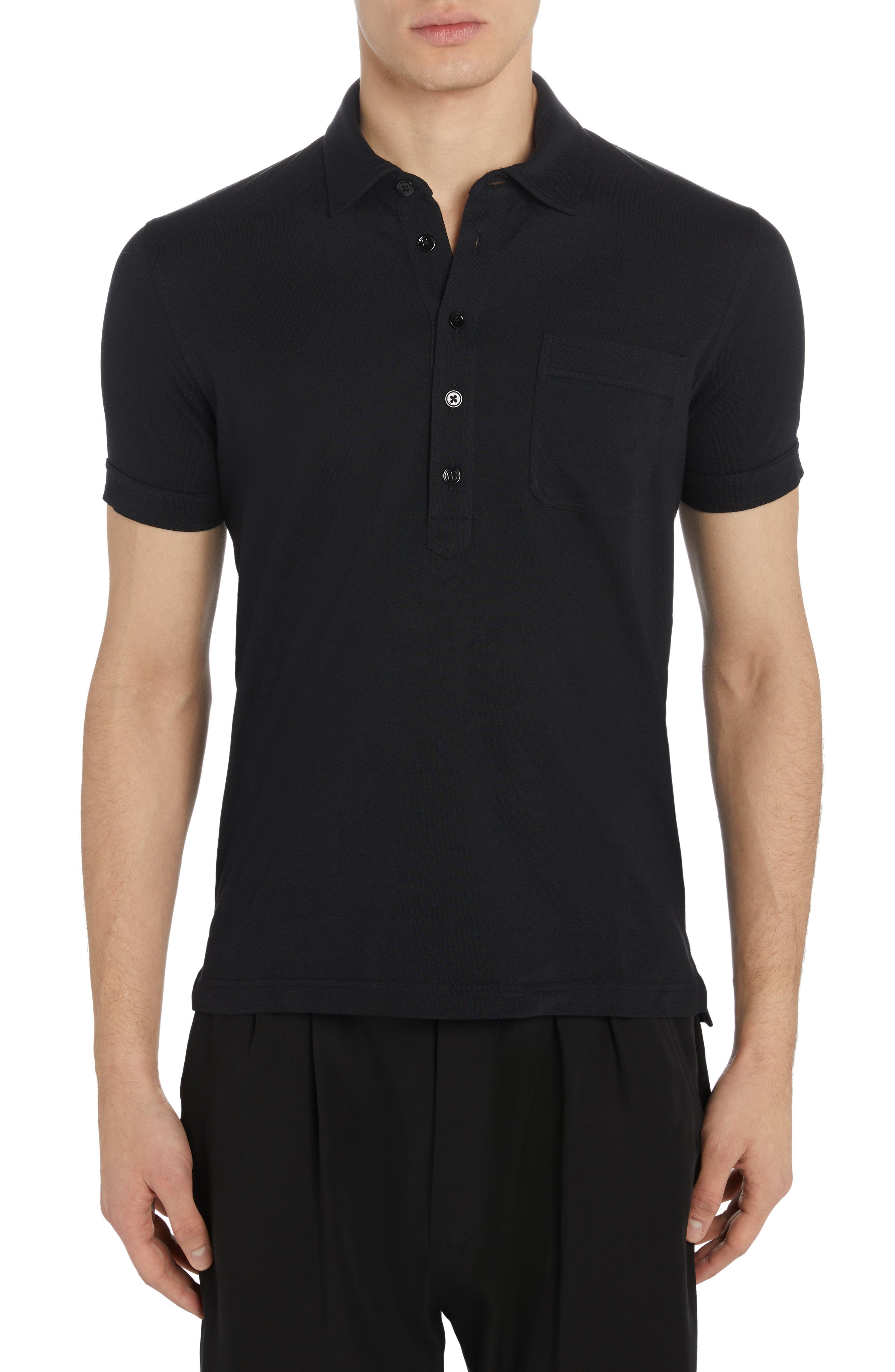 TOM FORD cashmere short-sleeve polo shirt - Black