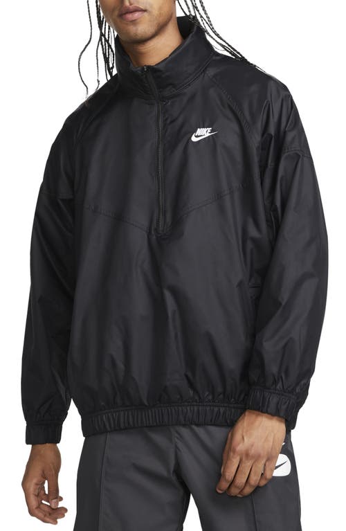 Nike Water Repellent Half Zip Pullover In Black/white