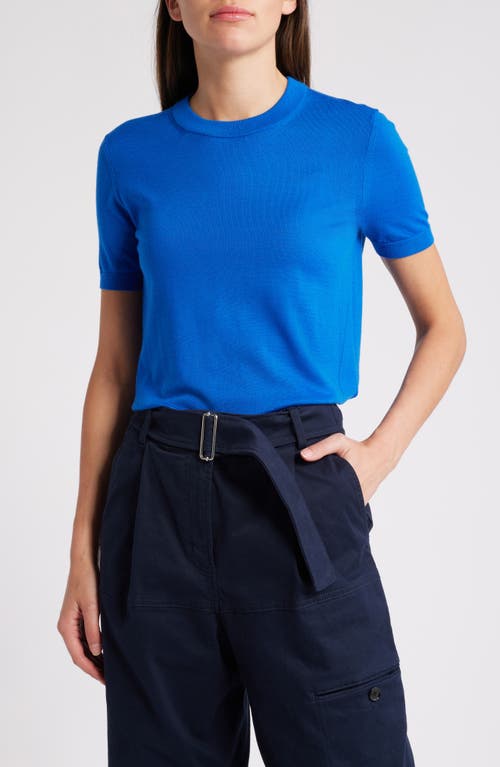 Hugo Boss Boss Falyssiasi Short Sleeve Wool Sweater In Sonic Blue