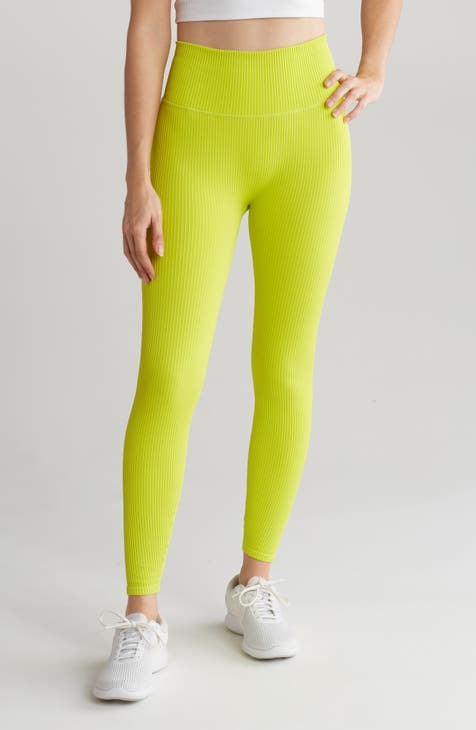 Neon Lime Green & Yellow Plus Size Leggings 