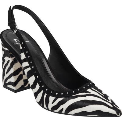 Marc Fisher Ltd Joi Studded Slingback Genuine Calf Hair Pump, Black
