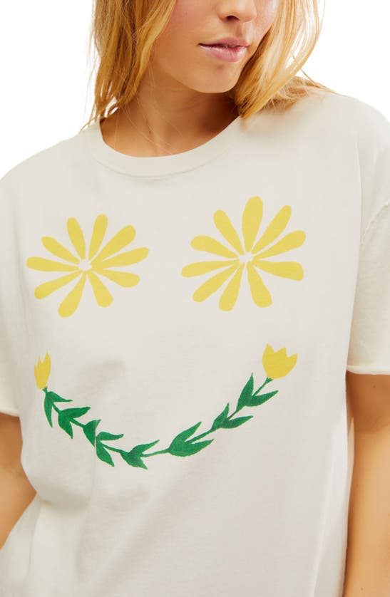 Shop Free People Sunshine Smiles Oversize Cotton Graphic T-shirt In Ivory Combo