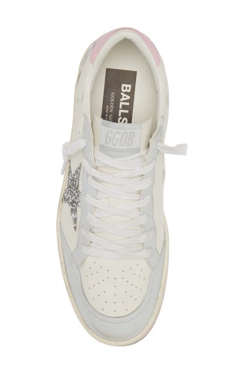 Golden Goose Ball-star Sneakers In White/silver/pink