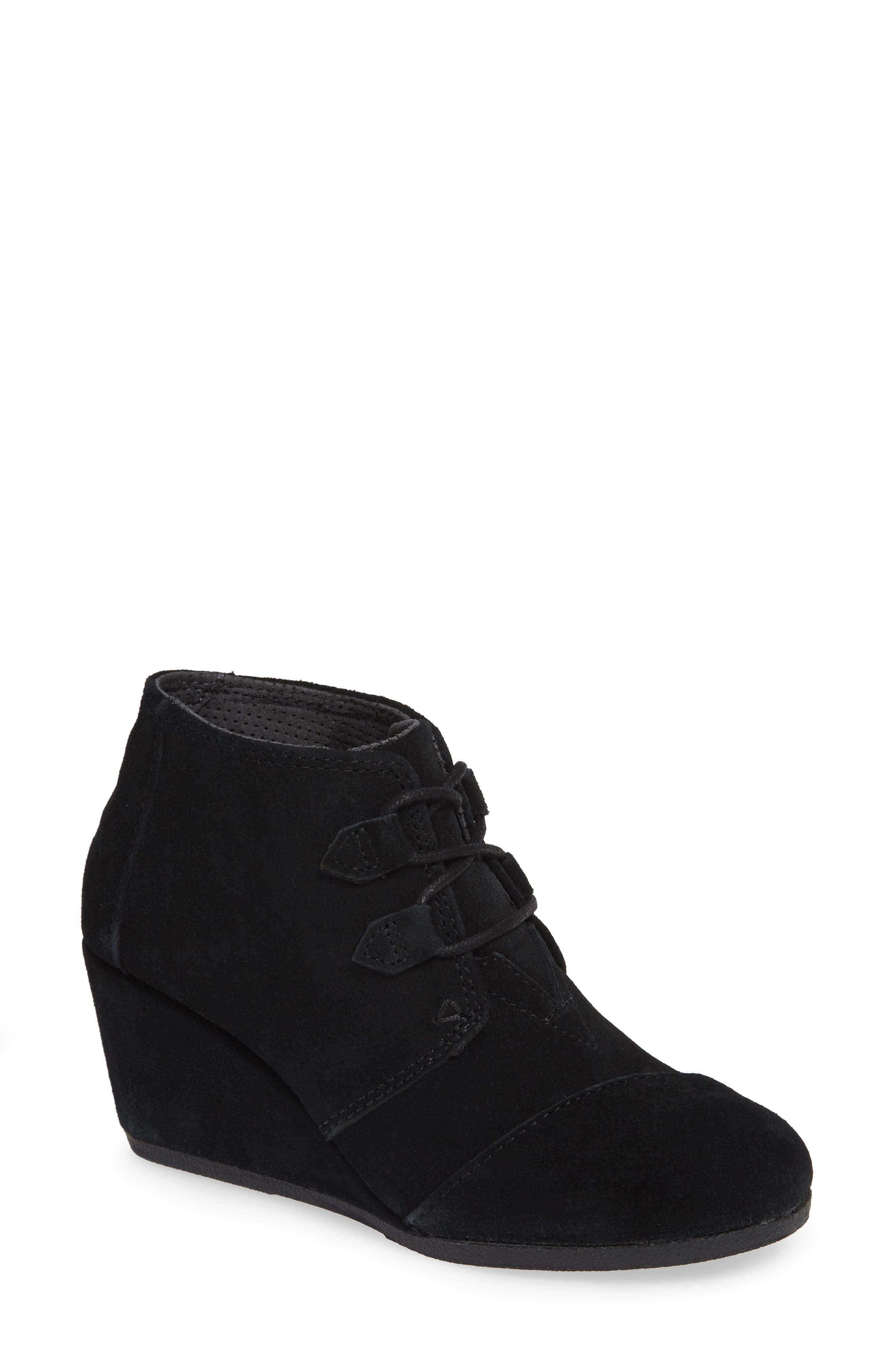 toms lace up wedge booties