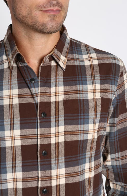 Jachs Plaid Long Sleeve Stretch Cotton Button-up Shirt In Brown Plaid Flannel