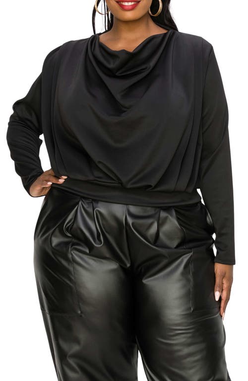 Shop L I V D Cowl Neck Long Sleeve Top In Black