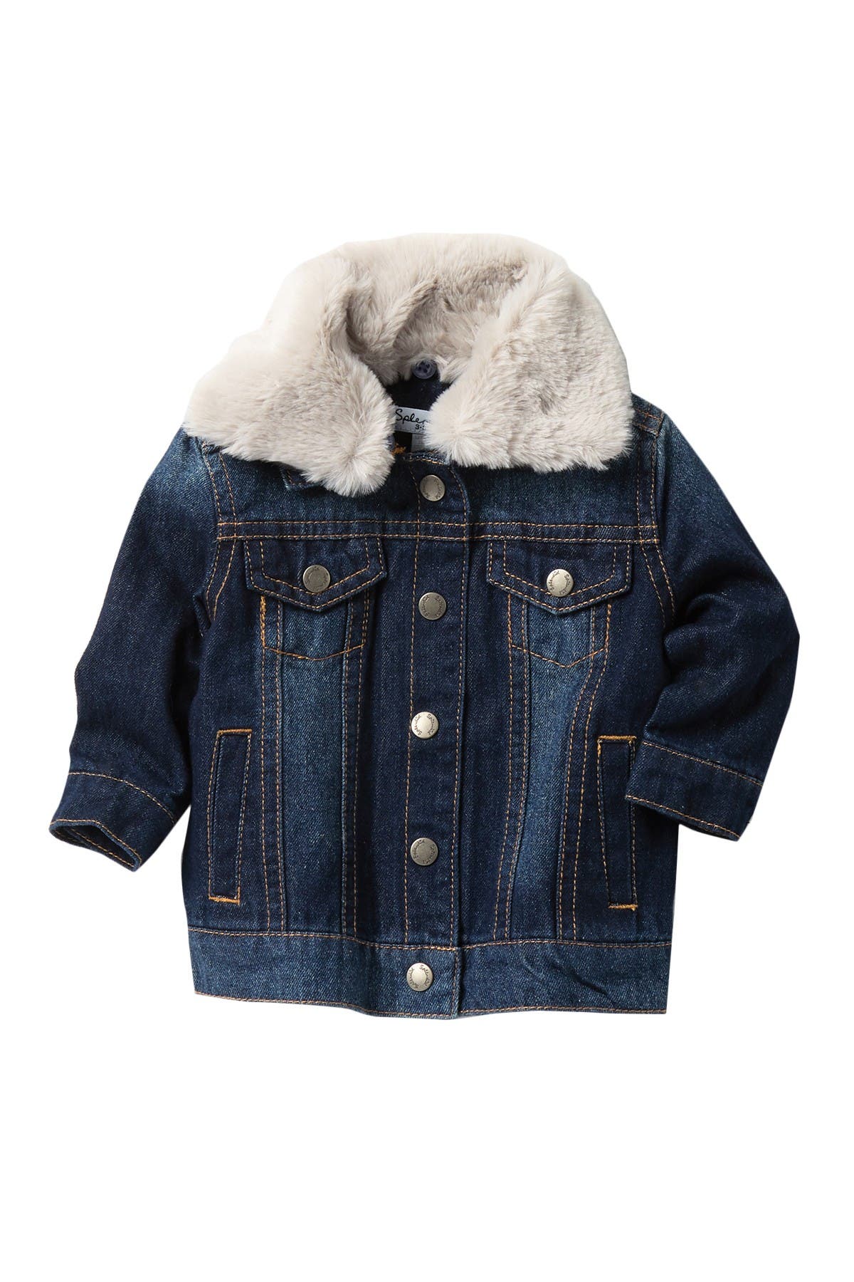 girls denim jacket with fur collar