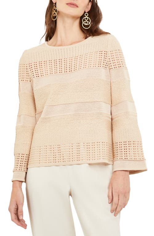 Misook Flare Sleeve Pointelle Knit Tunic Biscotti at Nordstrom,