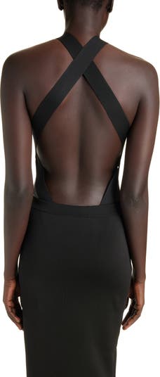 Saint Laurent Crossover Halter Neck Cutout Bodysuit