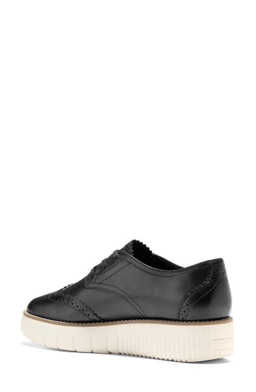 Cole Haan Women's Lace Up Platform Brogue Wingtip Oxford Flats In Black/ivory