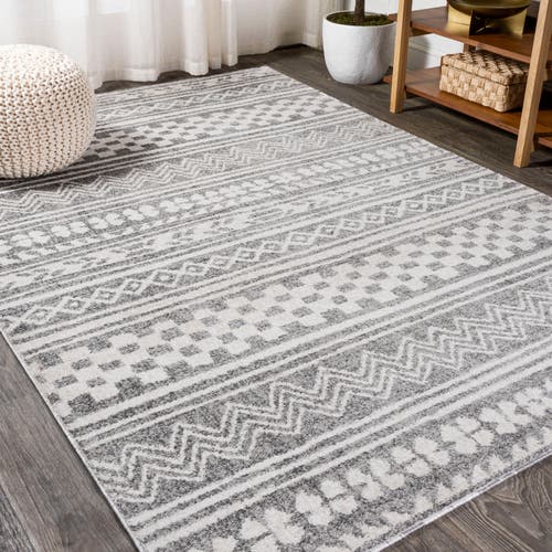Jonathan Y Imlil Geometric Stripe Area Rug In Light Gray/cream