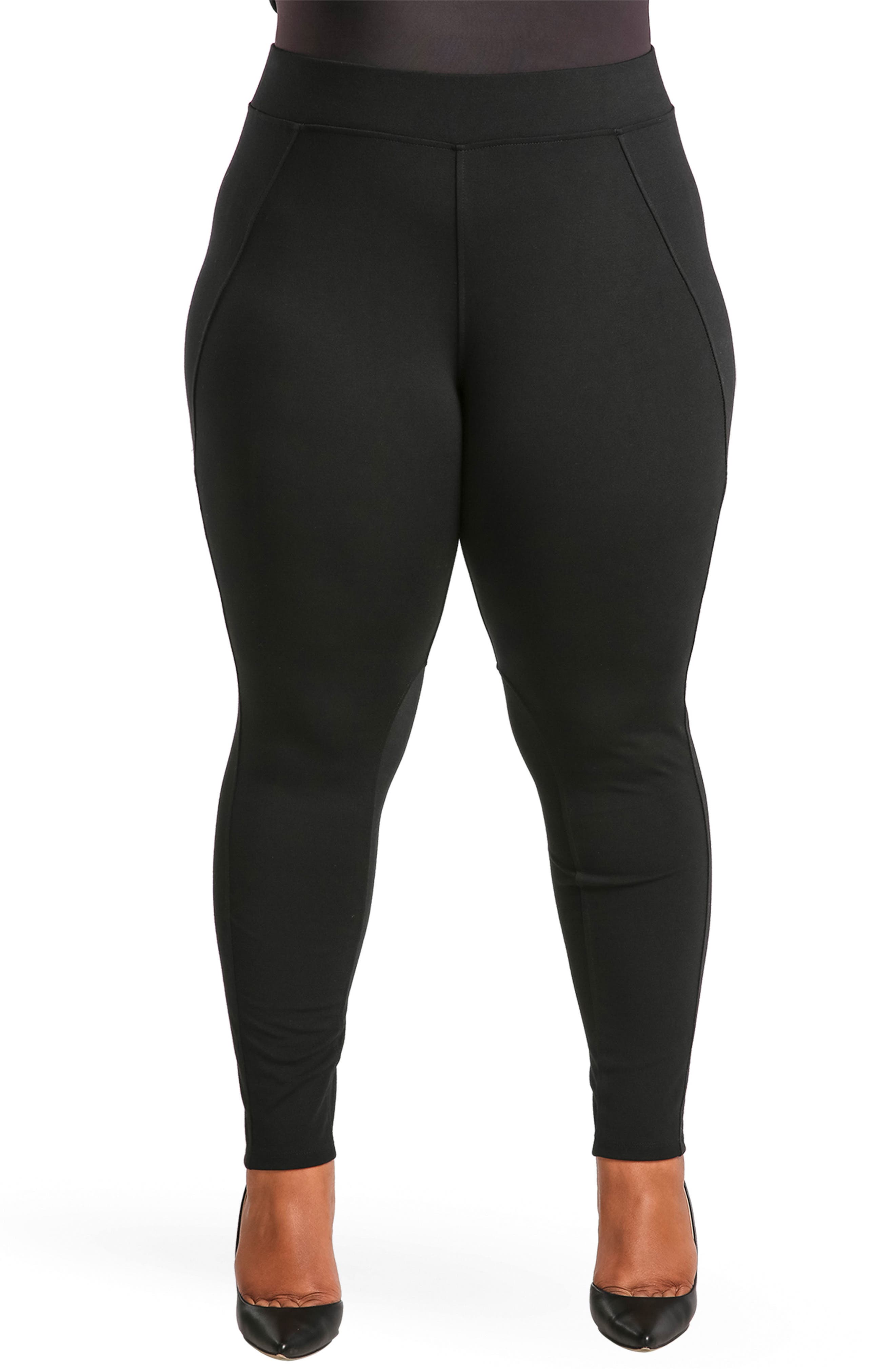 Plus Size Poetic Justice Michelle Ponte Knit Leggings, Black