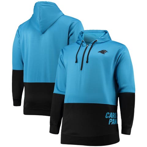 Men's Carolina Panthers Profile Heathered Charcoal/Black Big & Tall  Quarter-Zip Fleece Hoodie