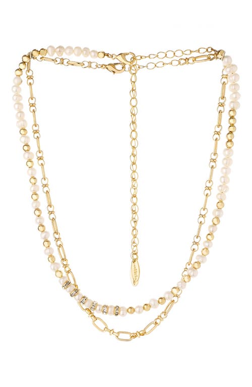 Ettika Set of 2 Freshwater Pearl and Chain Necklaces in Gold at Nordstrom