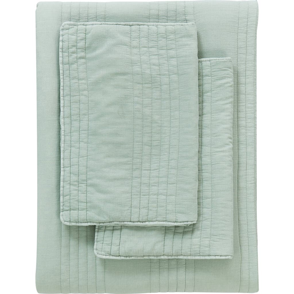 Melange Home Stone Washed Quilt & Sham Set In Canary Green