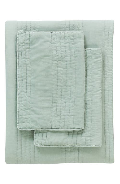 Melange Home Stone Washed Quilt & Sham Set In Canary Green