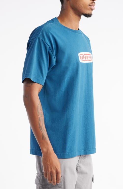 Shop Obey Oval Logo Graphic T-shirt In Legion Blue