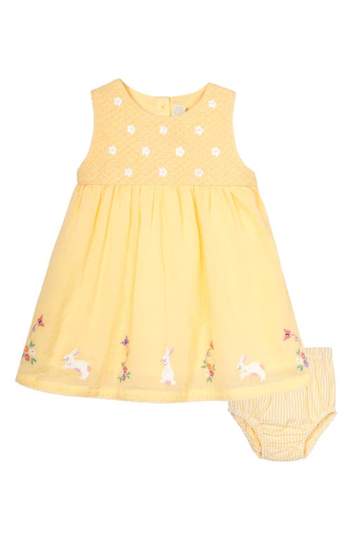 JOJO MAMAN BEBE Bunny & Flower Embroidered Cotton Dress Yellow at Nordstrom,