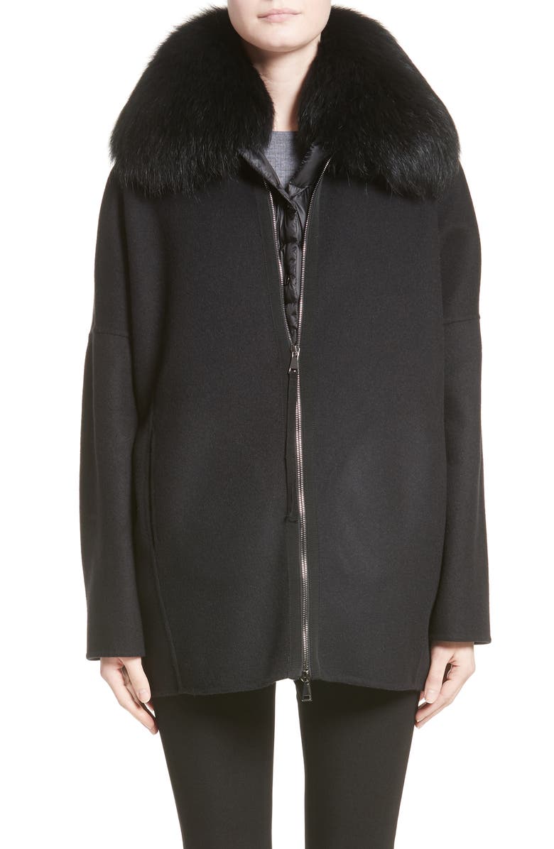 Moncler Buxus Wool & Cashmere Coat with Removable Genuine Fox Fur Trim ...