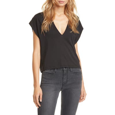Frame Le High Rise V-Neck Tee, Black