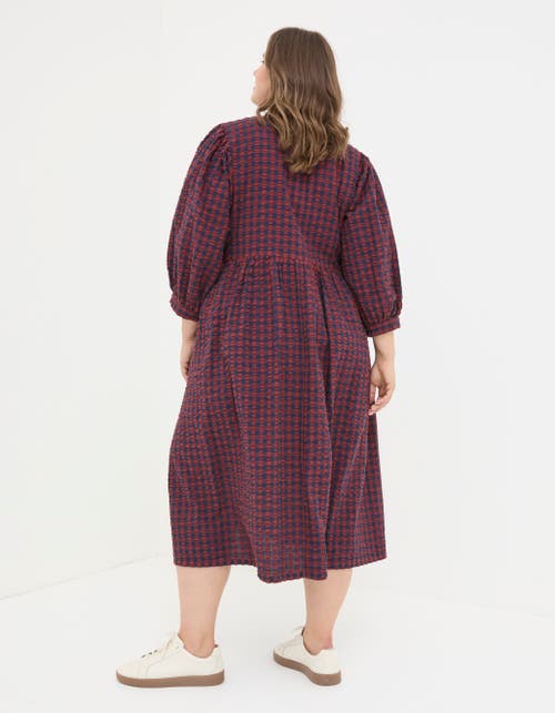 Shop Fatface Plus Size Ceil Gingham Midi Dress In Dark Red