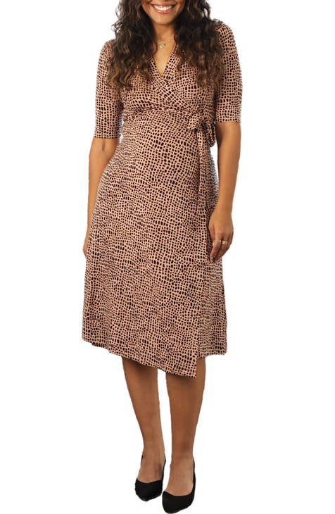 Leopard Print Nursing Dress, Nursing Dress with Pockets