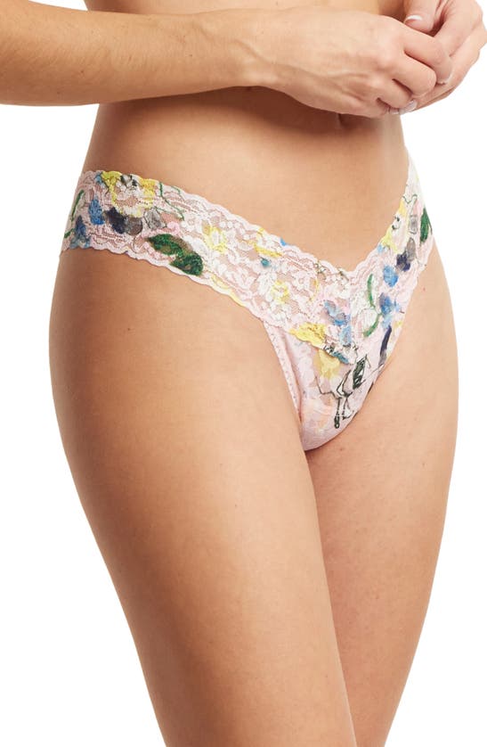 Hanky Panky Low-rise Printed Lace Thong Pr4911 In Cannes You Believe It