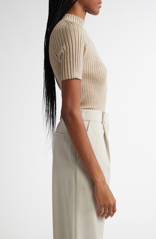 Shop Proenza Schouler Jaden Short Sleeve Superfine Wool & Silk Sweater In Taupe