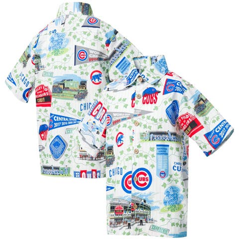 Men's Reyn Spooner Navy Chicago Cubs Cooperstown Collection Puamana Print Polo Size: Medium